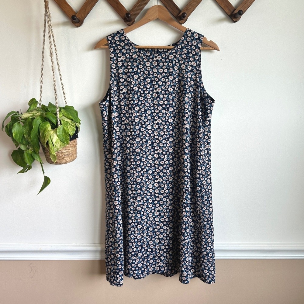 Indication Navy Blue Daisy Floral Sleeveless Shift Dress Medium 519094/75133K